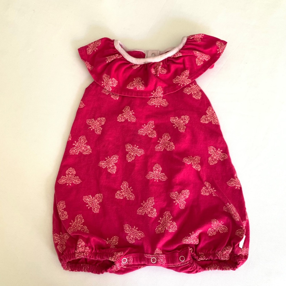 Burt's Bees Baby Bubble Romper Girls 6-9 Months Ruffle Whimsy Showerr Gift